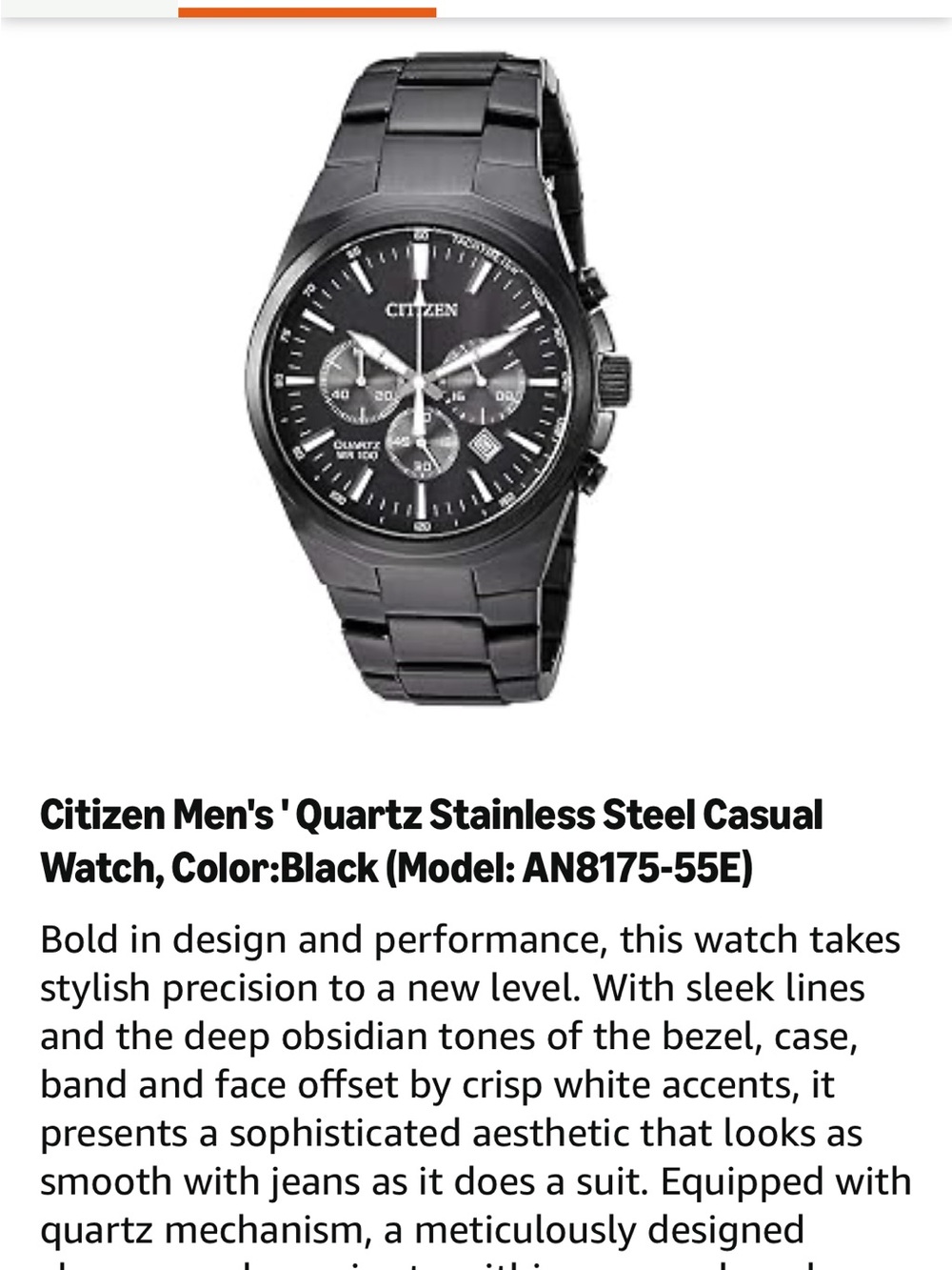 Citizen Black Bracelet Black Dial Chronograph Watch